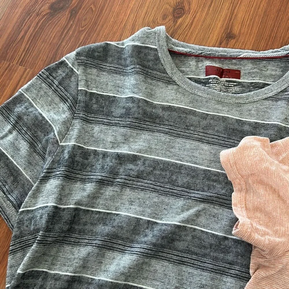 2 men's large T-shirts Goodfellow Alfani gray striped peach size large